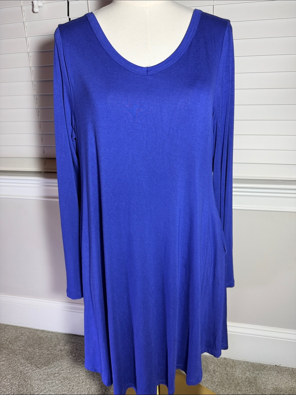 Source Unknown Royal Blue Long-Sleeve Swing Dress